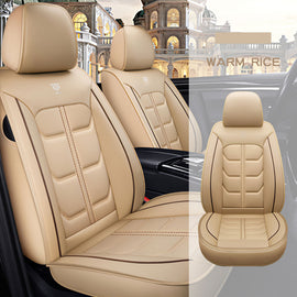 Full Coverage Black Leather Car Seat Cover Light Standard Style, Automotive Vehicle Cushion Universal Fit