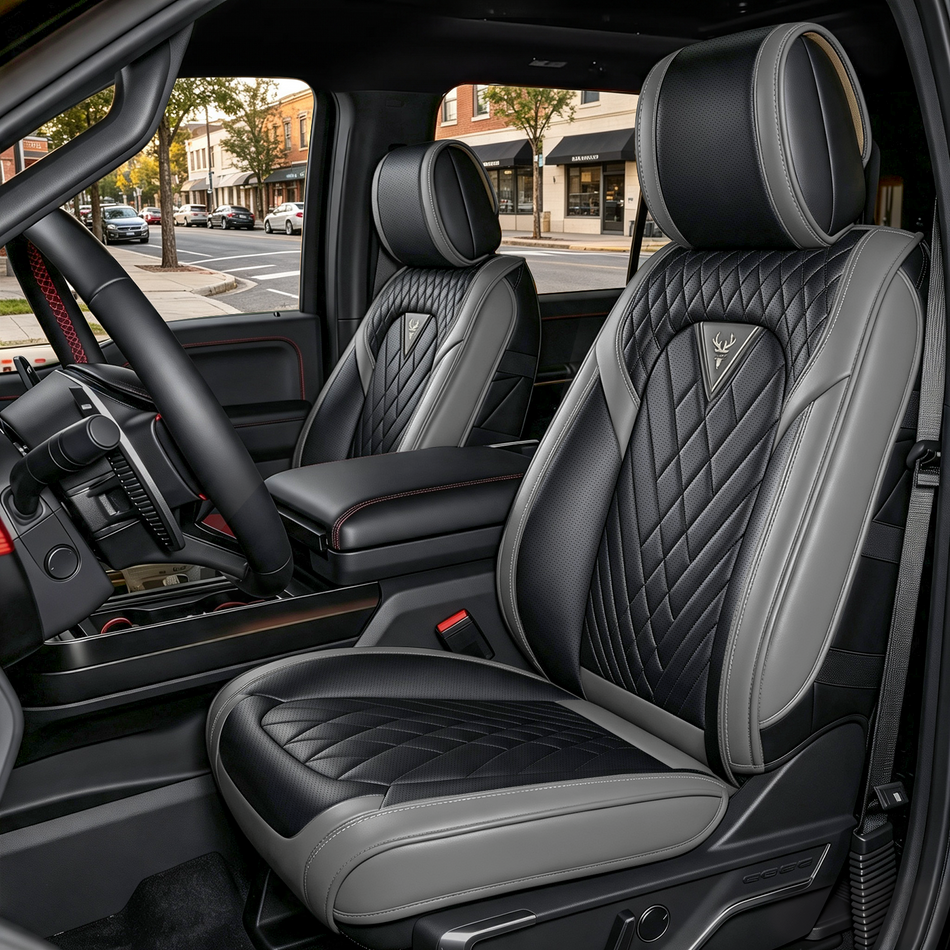 Ford F-150 Seat Covers, Gray/Black, 5-Seat Standard Set, Vehicle-Specific Interior Protection