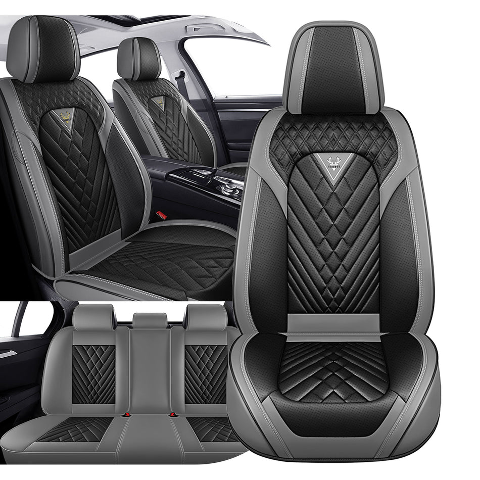 Style 45, Gray/Black, Universal Car Seat Covers, 5-Seat Standard Set, Easy-Clean Interior Protection