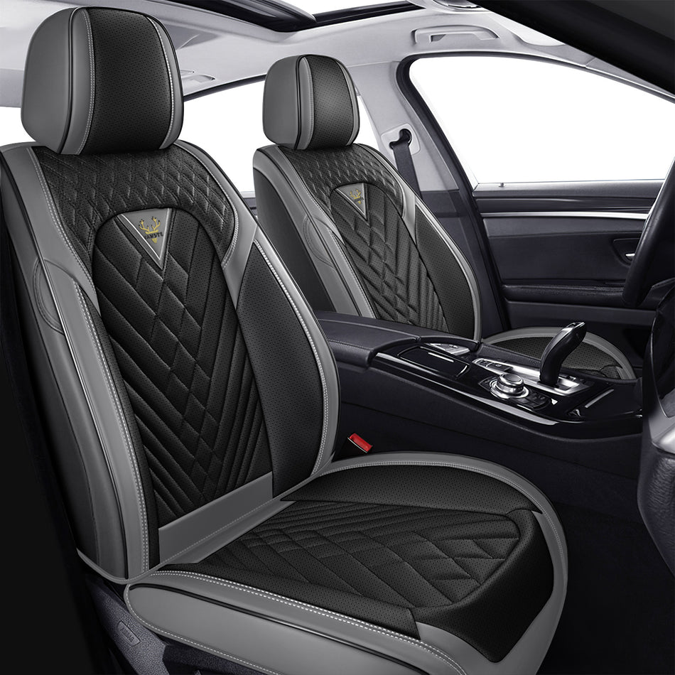 Style 45, Gray/Black, Universal Car Seat Covers, 2-Seat Front Set, Easy-Clean Interior Protection