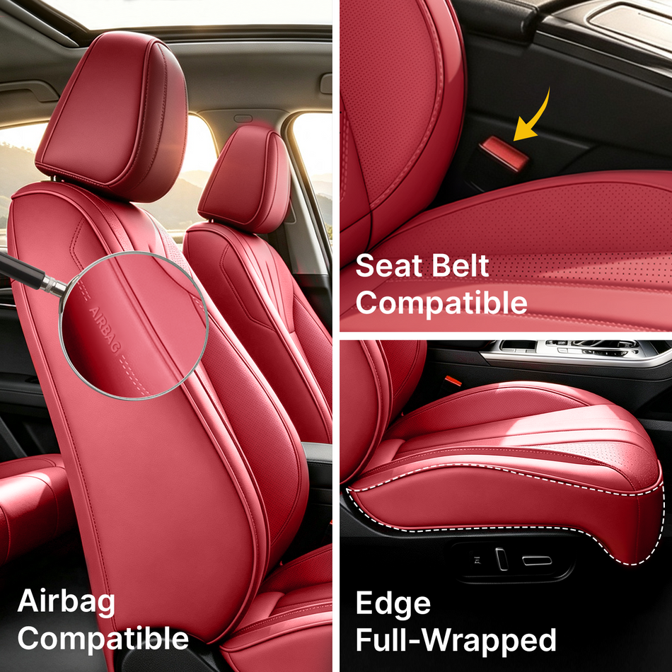 Style 64, Burgundy, Universal Car Seat Covers, 5-Seat Standard Set, Easy-Clean Interior Protection