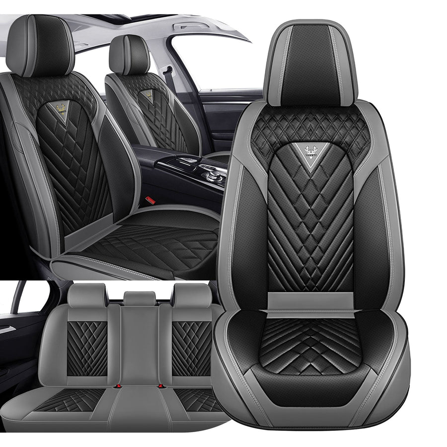 Style 45, Gray/Black, Universal Car Seat Covers, 5-Seat Standard Set, Easy-Clean Interior Protection