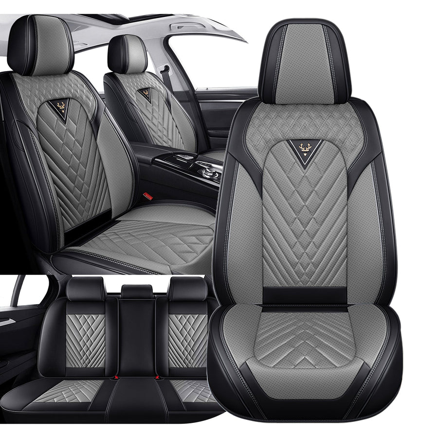 Style 45, Black/Gray, Universal Car Seat Covers, 5-Seat Standard Set, Easy-Clean Interior Protection