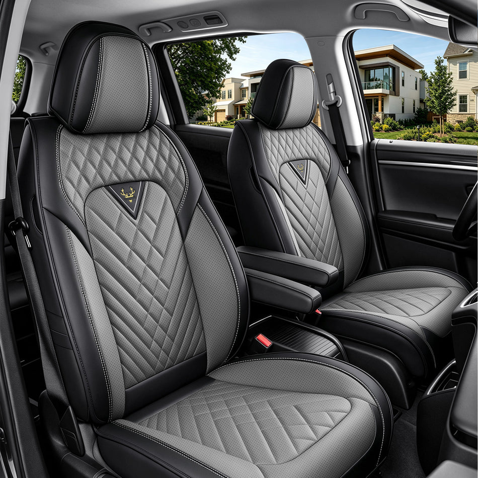 Honda Odyssey Seat Covers, Black/Gray, 7-Seat Standard Set, Vehicle-Specific Interior Protection