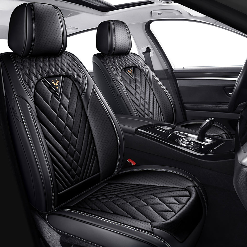 Style 45, Black, Universal Car Seat Covers, 2-Seat Front Set, Easy-Clean Interior Protection