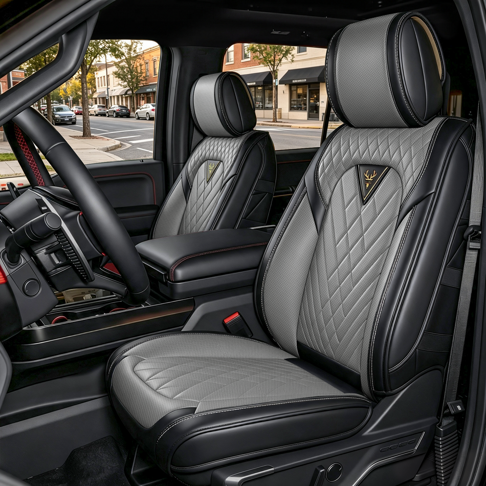Ford F-150 Seat Covers, Black/Gray, 5-Seat Standard Set, Vehicle-Specific Interior Protection
