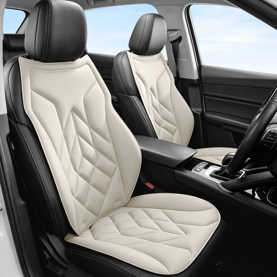 Beige Seaweed Fiber Car Seat Cushions, 5-Seat Standard Set, Universal Fit Interior Comfort Pads