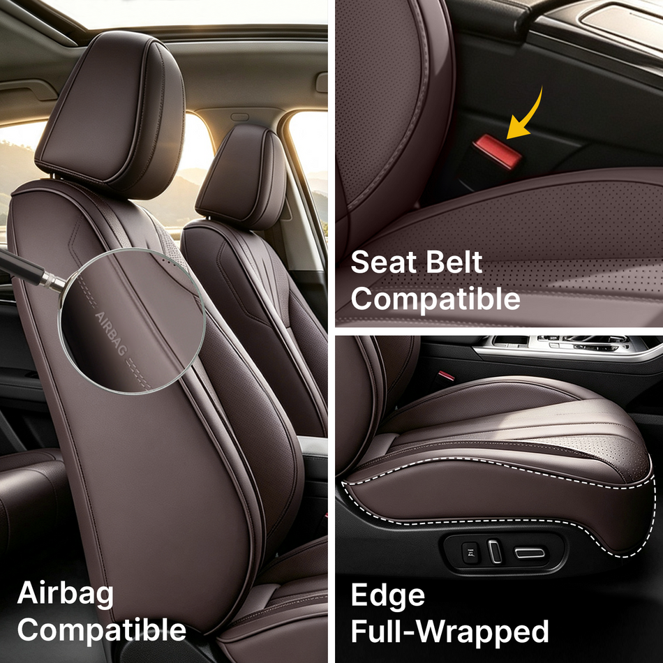 Style 64, Brown, Universal Car Seat Covers, 5-Seat Standard Set, Easy-Clean Interior Protection
