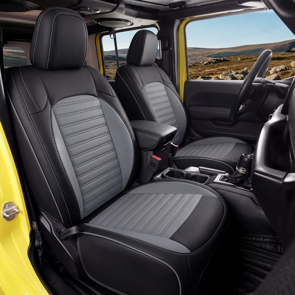 Jeep Wrangler Seat Covers, Black/Gray, 5-Seat Standard Set, Vehicle-Specific Interior Protection