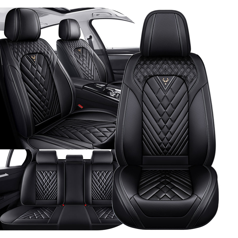 Style 45, Black, Universal Car Seat Covers, 5-Seat Standard Set, Easy-Clean Interior Protection