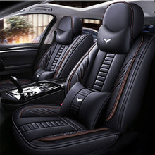 Load image into Gallery viewer, Full Coverage Black Leather Car Seat Cover Mechanical Luxury Style, Automotive Vehicle Cushion Universal Fit