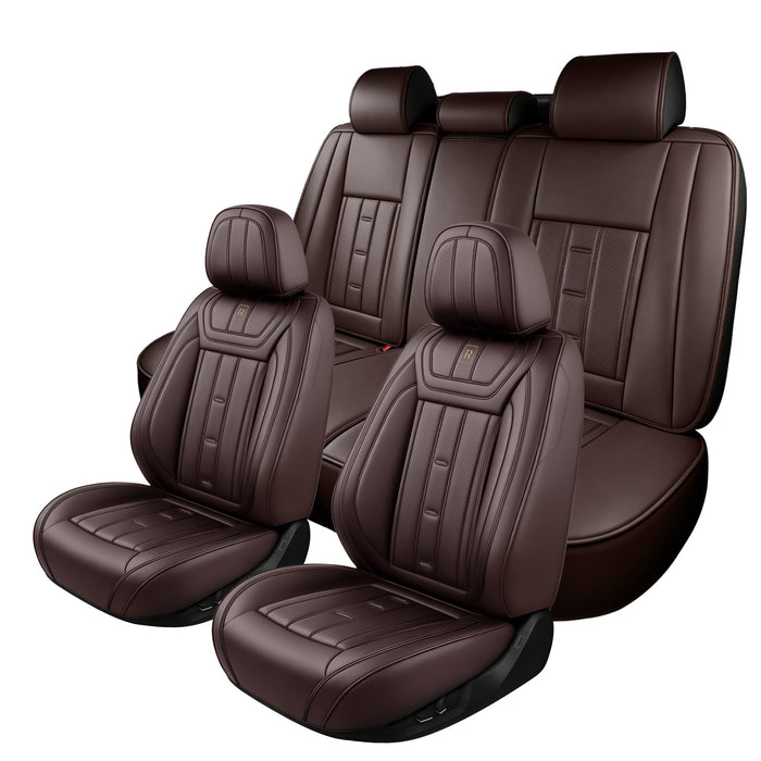 Style 63, Brown, Universal Car Seat Covers, 5-Seat Standard Set, Easy-Clean Interior Protection