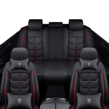 Load image into Gallery viewer, Full Coverage Black Leather Car Seat Cover Light Luxury Style, Automotive Vehicle Cushion Universal Fit