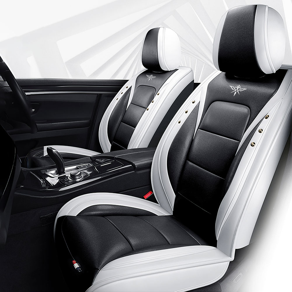 Full Coverage Black Leather Car Seat Cover Street Standard Style, Automotive Vehicle Cushion Universal Fit