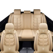 Load image into Gallery viewer, Full Coverage Black Leather Car Seat Cover Light Luxury Style, Automotive Vehicle Cushion Universal Fit