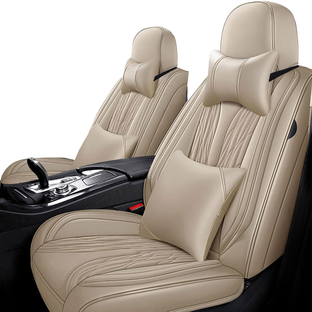 Full Coverage Black Leather Car Seat Cover Mechanical Luxury Style, Automotive Vehicle Cushion Universal Fit