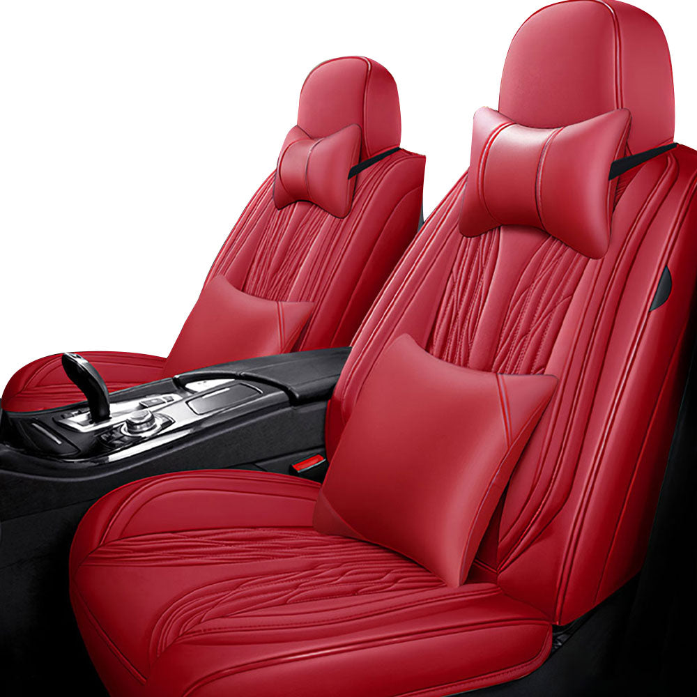 Full Coverage Black Leather Car Seat Cover Mechanical Luxury Style, Automotive Vehicle Cushion Universal Fit