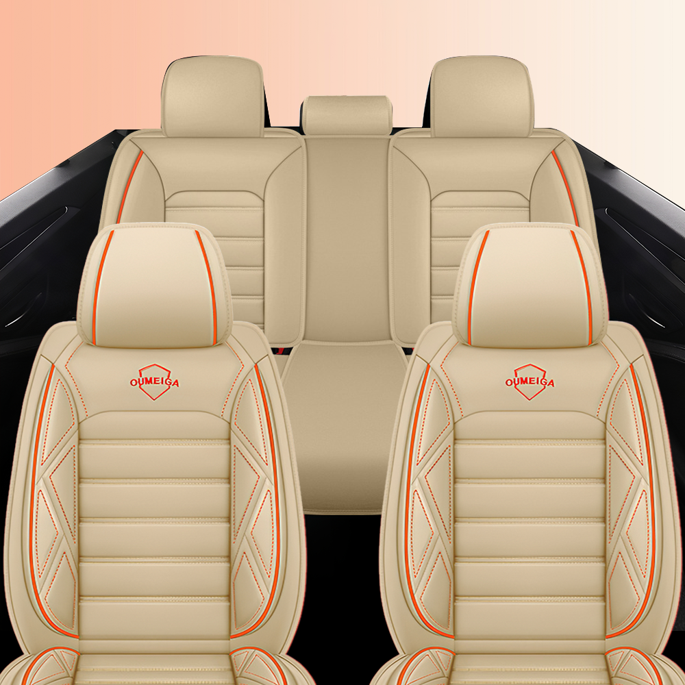 Full Coverage Black Leather Car Seat Cover Sports’ Standard Style, Automotive Vehicle Cushion Universal Fit