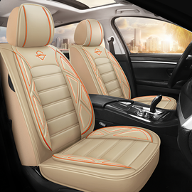 Full Coverage Black Leather Car Seat Cover Sports’ Standard Style, Automotive Vehicle Cushion Universal Fit
