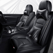 Load image into Gallery viewer, Full Coverage Black Leather Car Seat Cover Street Luxury Style, Automotive Vehicle Cushion Universal Fit