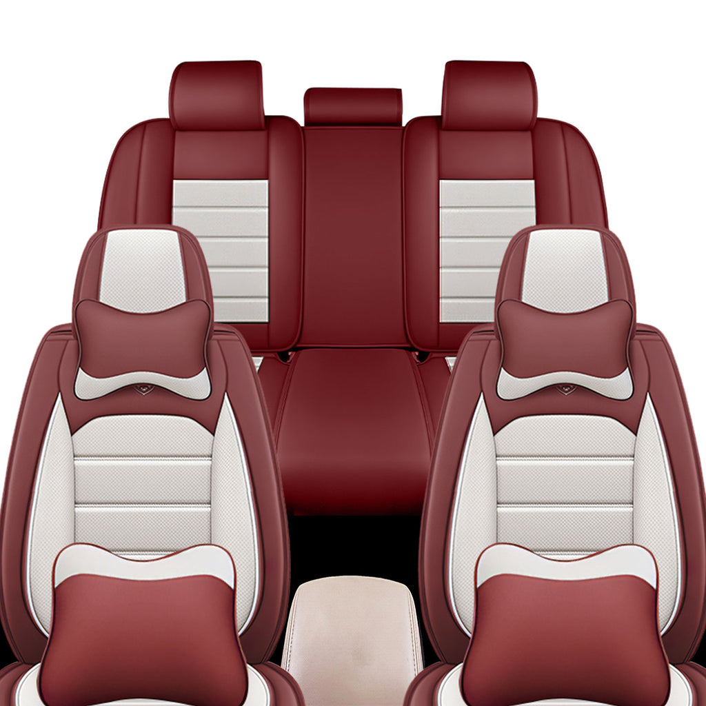 Full Coverage Black Leather Car Seat Cover Sports’  Luxury Style, Automotive Vehicle Cushion Universal Fit