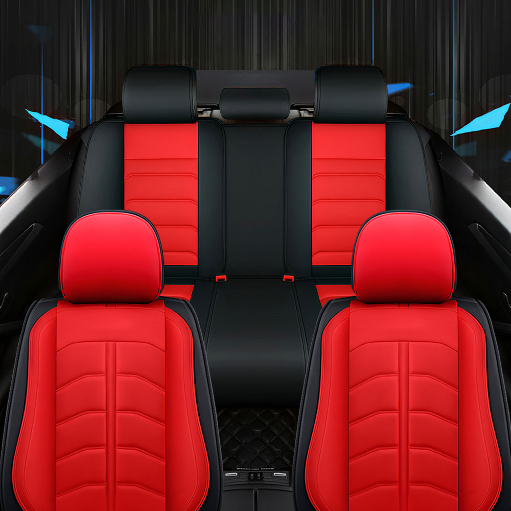 Full Coverage Black Leather Car Seat Cover Light Standard Style, Automotive Vehicle Cushion Universal Fit