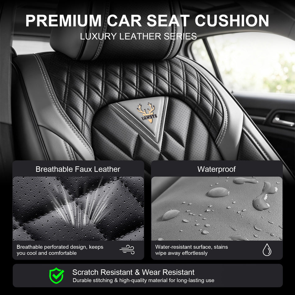Style 45, Black/Gray, Universal Car Seat Covers, 5-Seat Standard Set, Easy-Clean Interior Protection