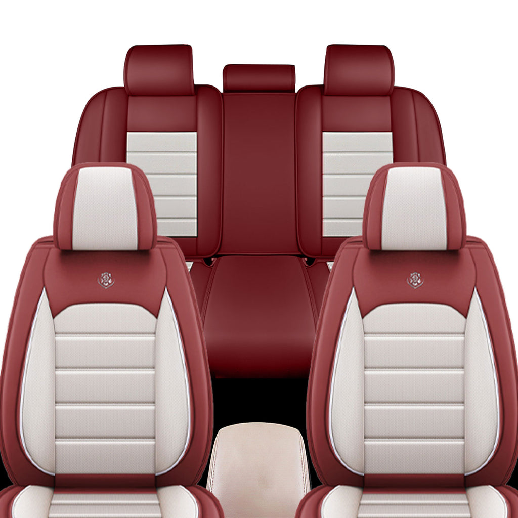 Full Coverage Black Leather Car Seat Cover Sports’ Standard Style, Automotive Vehicle Cushion Universal Fit
