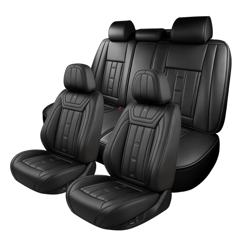 Style 63, Black, Universal Car Seat Covers, 5-Seat Standard Set, Easy-Clean Interior Protection
