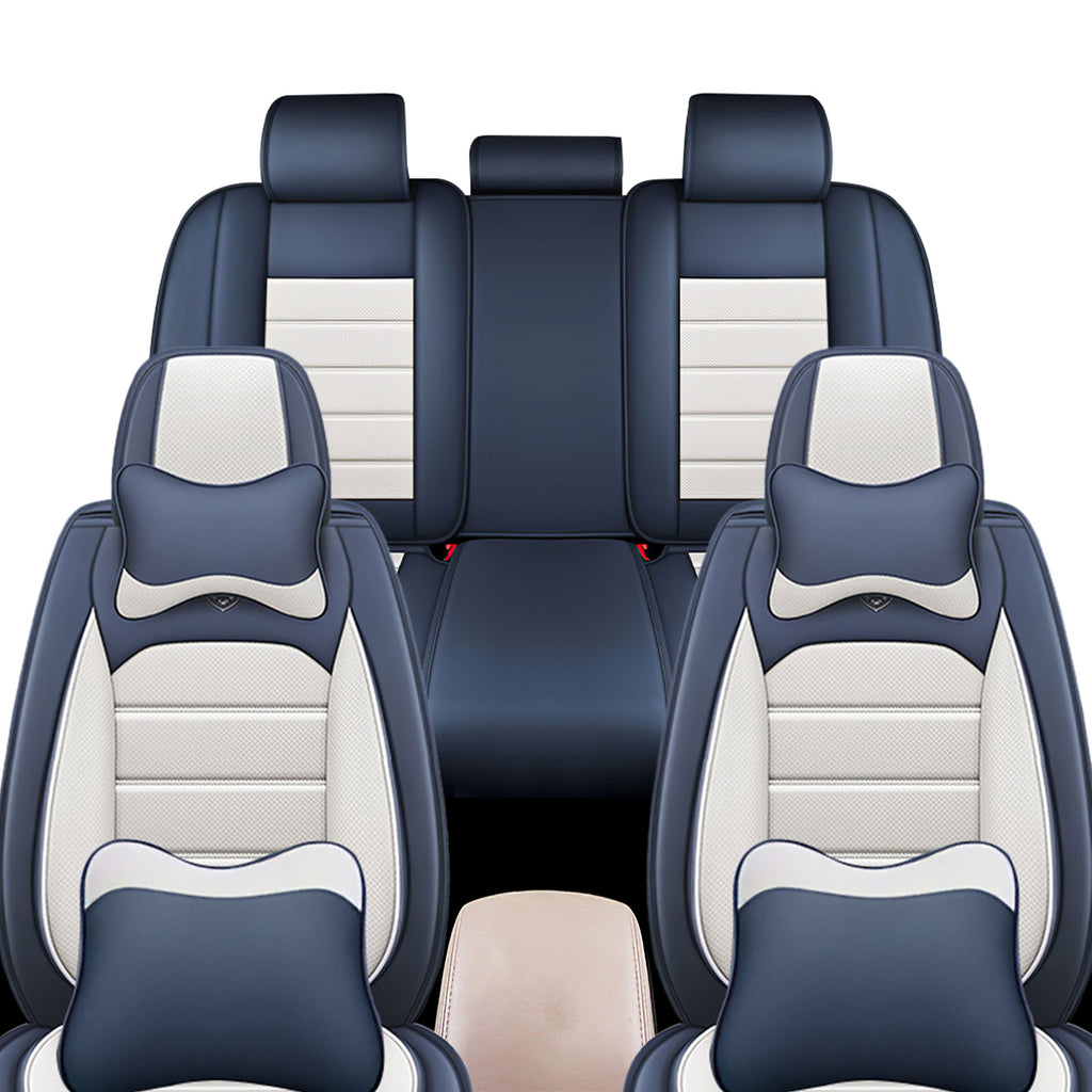 Full Coverage Black Leather Car Seat Cover Sports’  Luxury Style, Automotive Vehicle Cushion Universal Fit