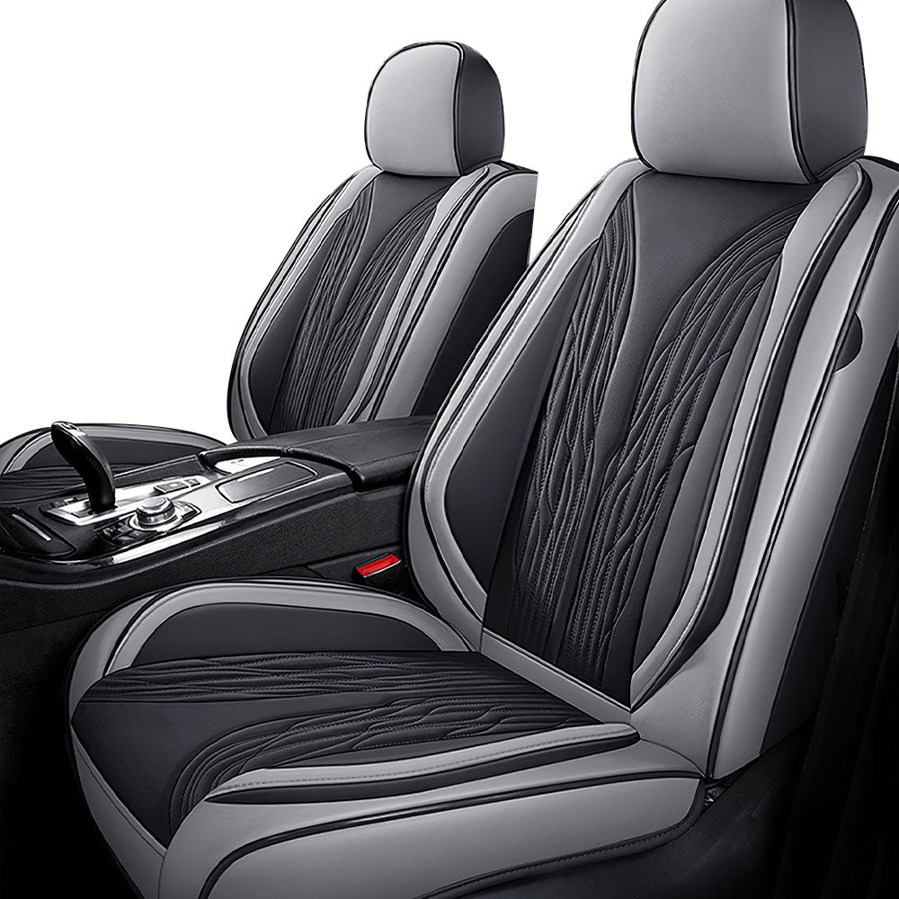Full Coverage Black Leather Car Seat Cover Mechanical Standard Style, Automotive Vehicle Cushion Universal Fit