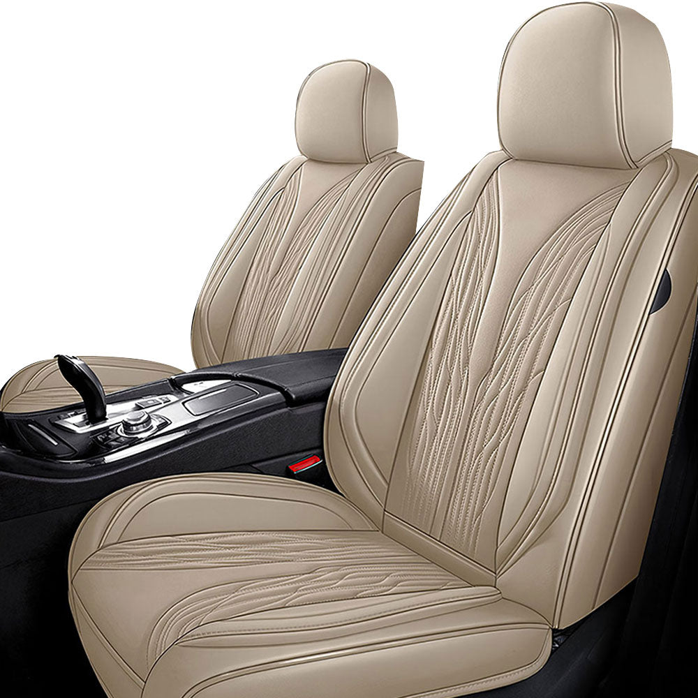 Full Coverage Black Leather Car Seat Cover Mechanical Standard Style, Automotive Vehicle Cushion Universal Fit