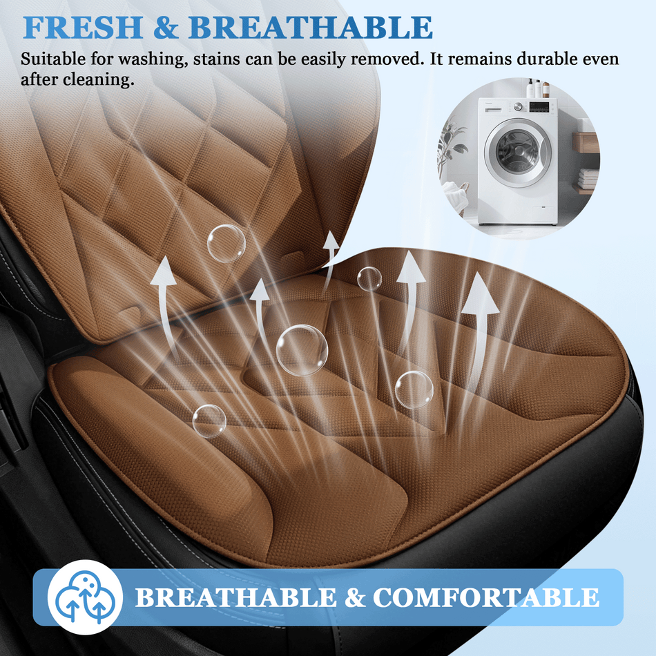 Brown Seaweed Fiber Car Seat Cushions, 5-Seat Standard Set, Universal Fit Interior Comfort Pads