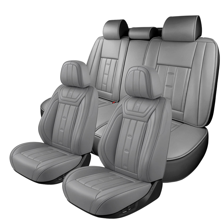 Style 63, Gray, Universal Car Seat Covers, 5-Seat Standard Set, Easy-Clean Interior Protection