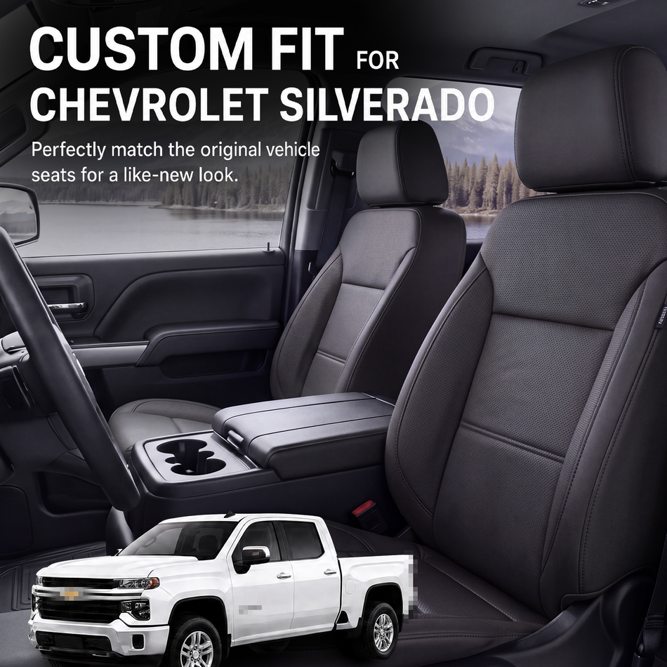 2014-2018 Chevrolet Silverado Seat Covers, Black, 5-Seat Standard Set, Vehicle-Specific Interior Protection