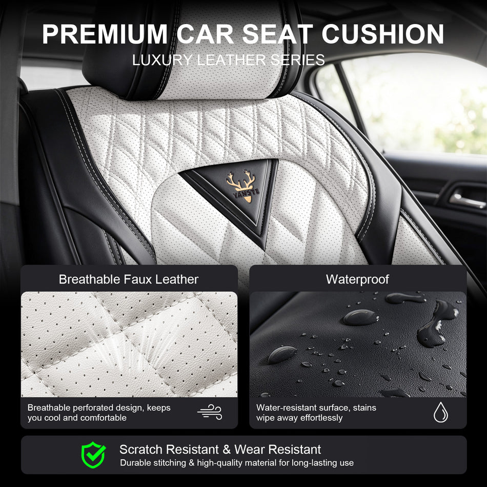 Style 45, Black/Beige, Universal Car Seat Covers, 5-Seat Standard Set, Easy-Clean Interior Protection