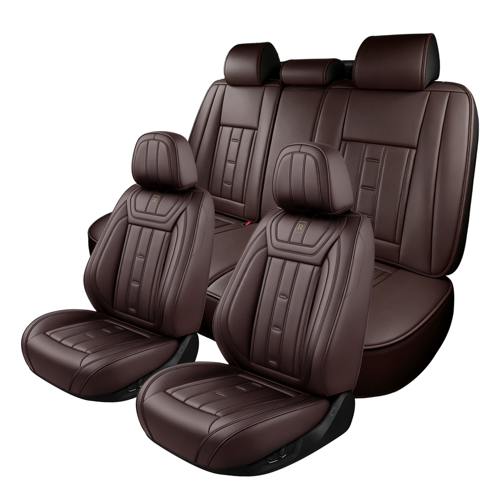 Style 63, Brown, Universal Car Seat Covers, 5-Seat Standard Set, Easy-Clean Interior Protection