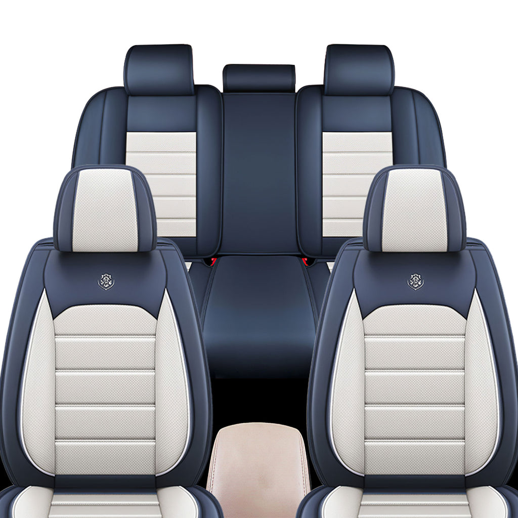 Full Coverage Black Leather Car Seat Cover Sports’ Standard Style, Automotive Vehicle Cushion Universal Fit