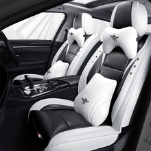 Load image into Gallery viewer, Full Coverage Black Leather Car Seat Cover Street Luxury Style, Automotive Vehicle Cushion Universal Fit