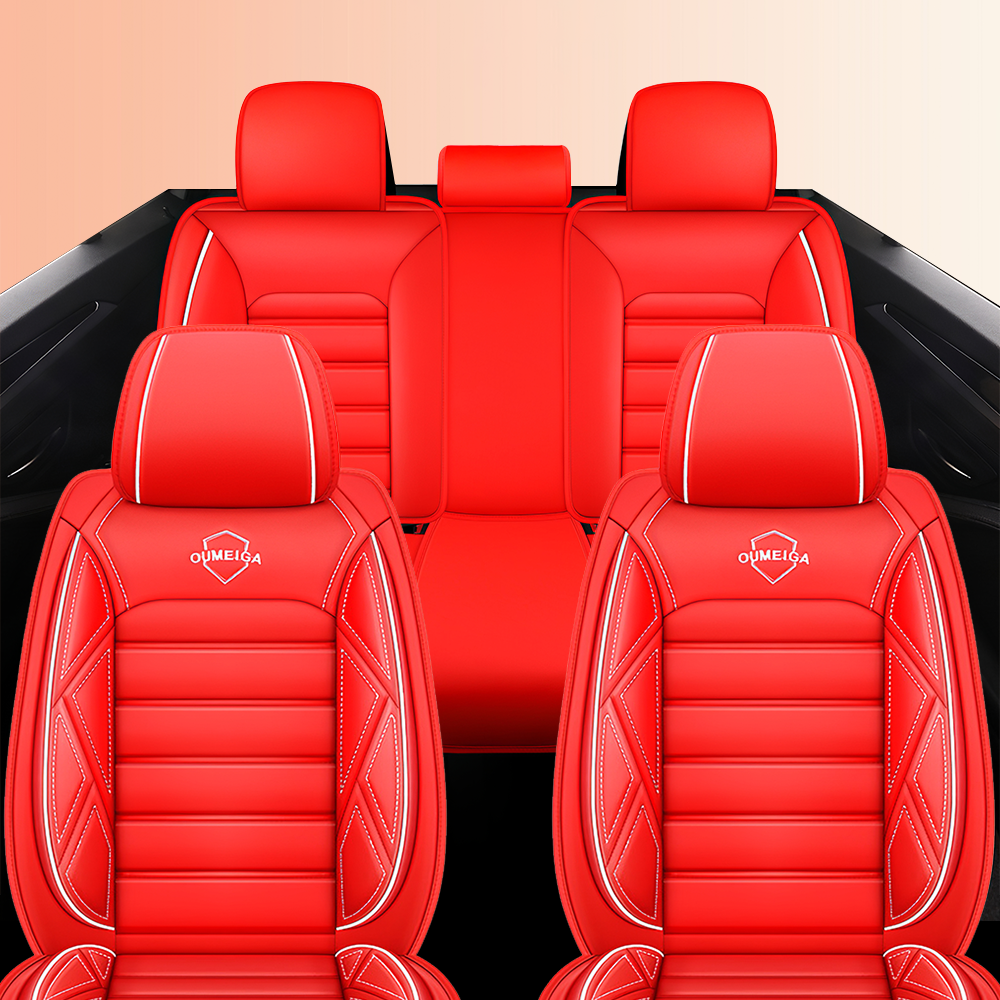 Full Coverage Black Leather Car Seat Cover Sports’ Standard Style, Automotive Vehicle Cushion Universal Fit