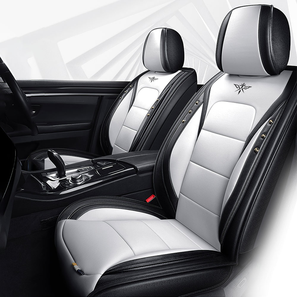 Full Coverage Black Leather Car Seat Cover Street Standard Style, Automotive Vehicle Cushion Universal Fit