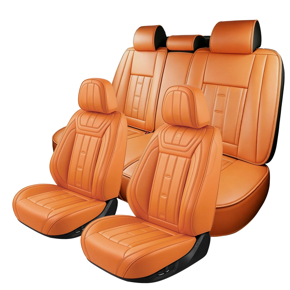 Style 63, Orange, Universal Car Seat Covers, 5-Seat Standard Set, Easy-Clean Interior Protection