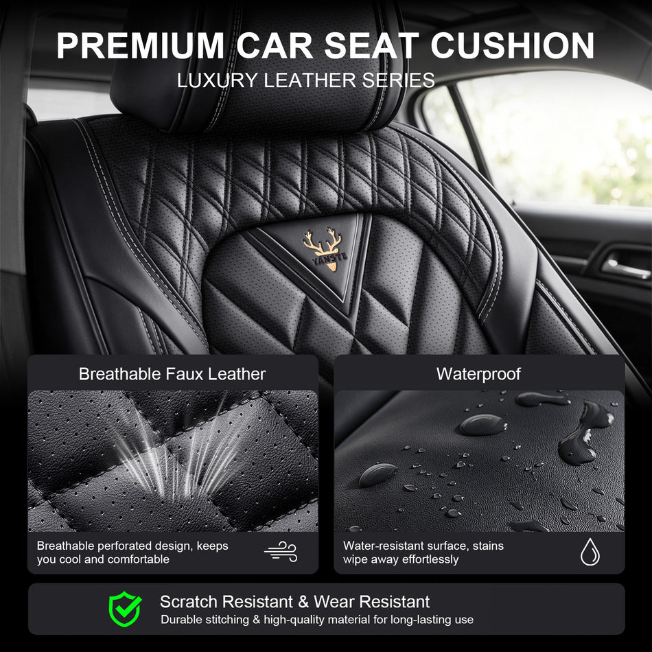 Style 45, Black, Universal Car Seat Covers, 5-Seat Standard Set, Easy-Clean Interior Protection