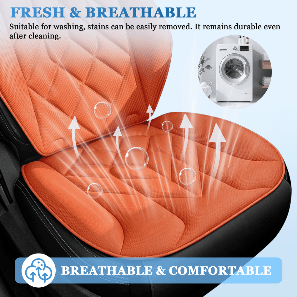 Orange Seaweed Fiber Car Seat Cushions, 5-Seat Standard Set, Universal Fit Interior Comfort Pads