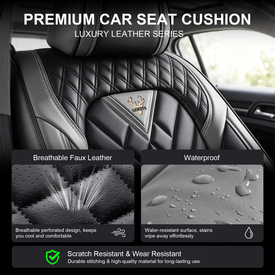 Style 45, Gray/Black, Universal Car Seat Covers, 2-Seat Front Set, Easy-Clean Interior Protection