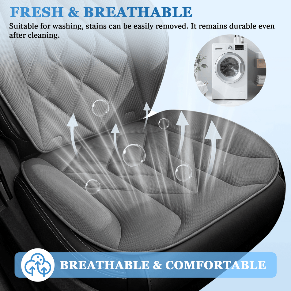 Gray Seaweed Fiber Car Seat Cushions, 5-Seat Standard Set, Universal Fit Interior Comfort Pads