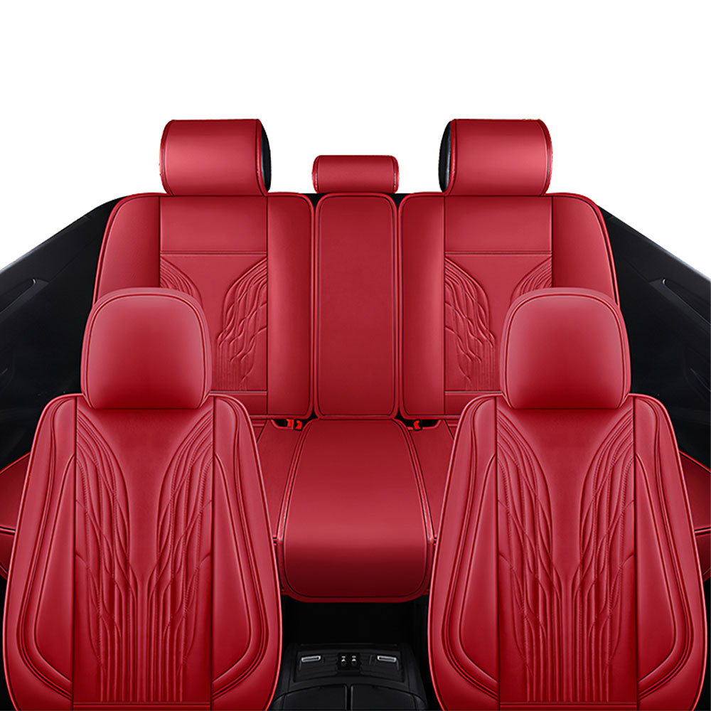 Full Coverage Black Leather Car Seat Cover Mechanical Standard Style, Automotive Vehicle Cushion Universal Fit