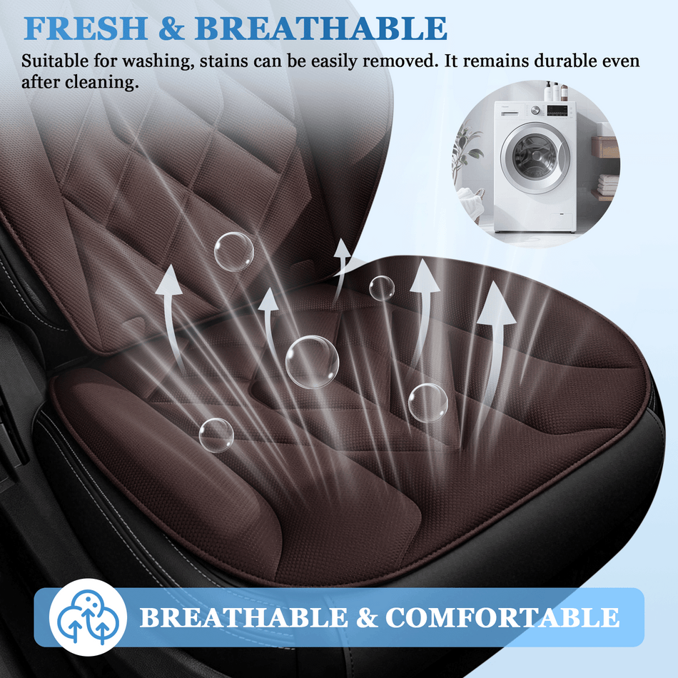 Coffee Seaweed Fiber Car Seat Cushions, 5-Seat Standard Set, Universal Fit Interior Comfort Pads