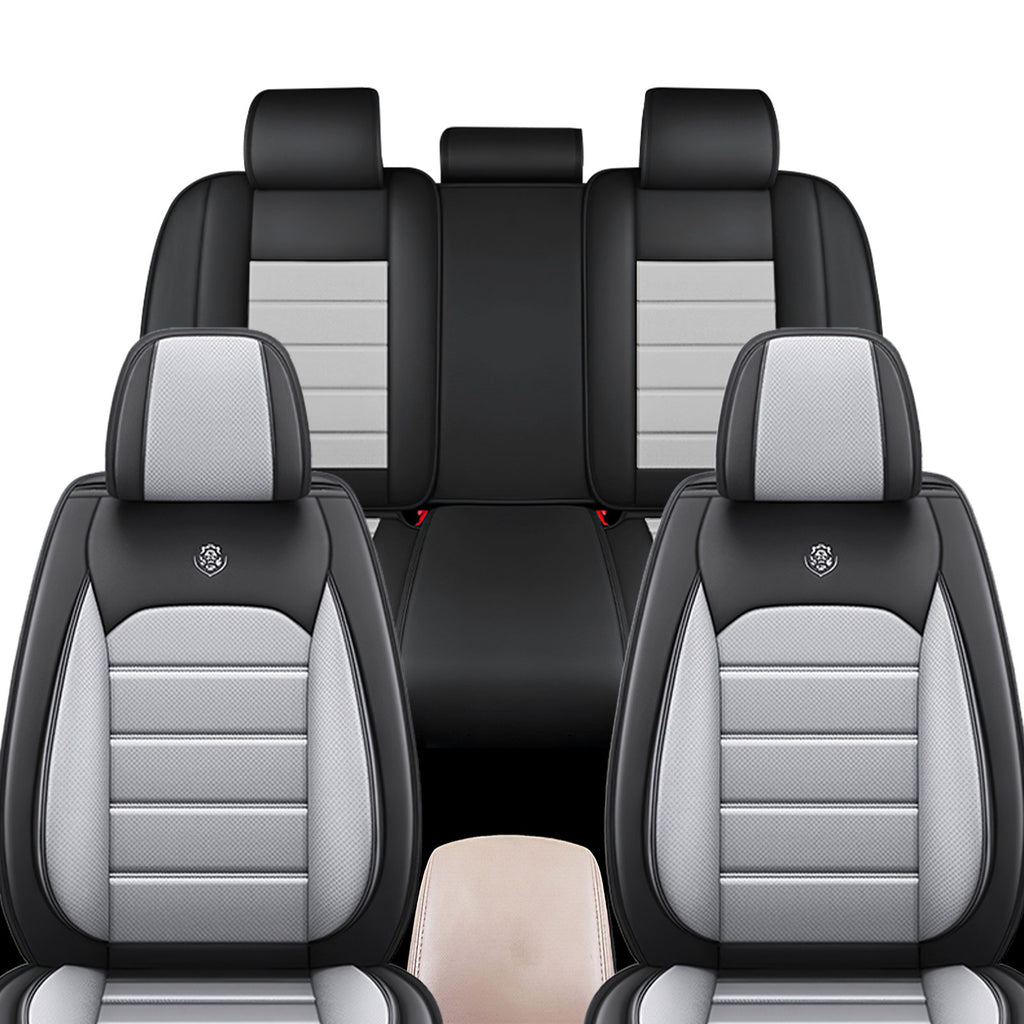 Full Coverage Black Leather Car Seat Cover Sports’ Standard Style, Automotive Vehicle Cushion Universal Fit