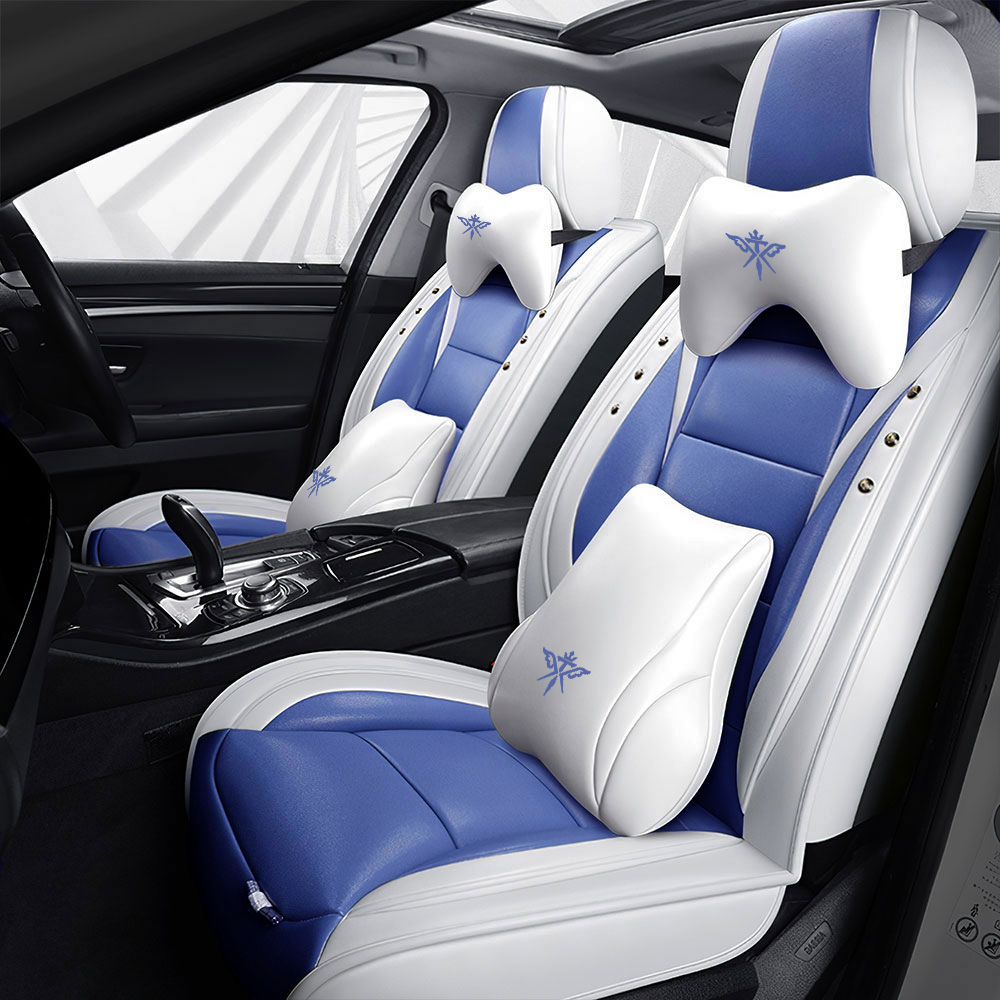 Full Coverage Black Leather Car Seat Cover Street Luxury Style, Automotive Vehicle Cushion Universal Fit